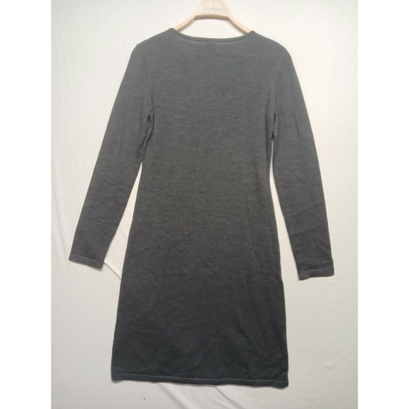 Garnet Hill Small Wool Sweater Dress Womens Gray Knit Long Sleeve Crew - Picture 7 of 10